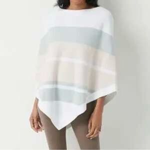 Barefoot Dreams Cozy Chic Ultra Lite Ocean Breeze Poncho Pink Multi Stripe OS